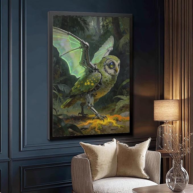 Framed Cyber Fantasy Wall Art for Living Room And Home Office Modern Sci Fi Nature Inspired Decor 12x18in