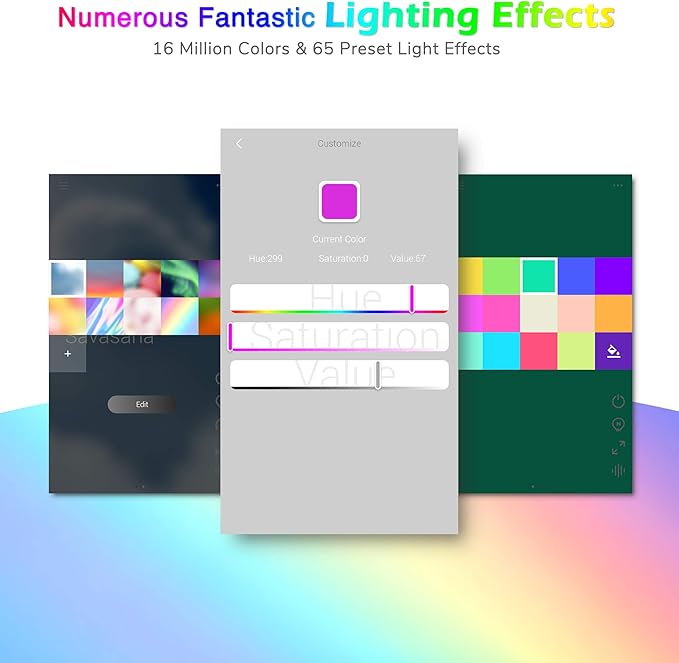 AW 6.6ft LED Strip Light Kit APP Control Music Sync Color Changing Wifi Smart 120 LEDs Ambient Lamp Compatible with Alexa & Google Assistant for Bedroom Gaming Room