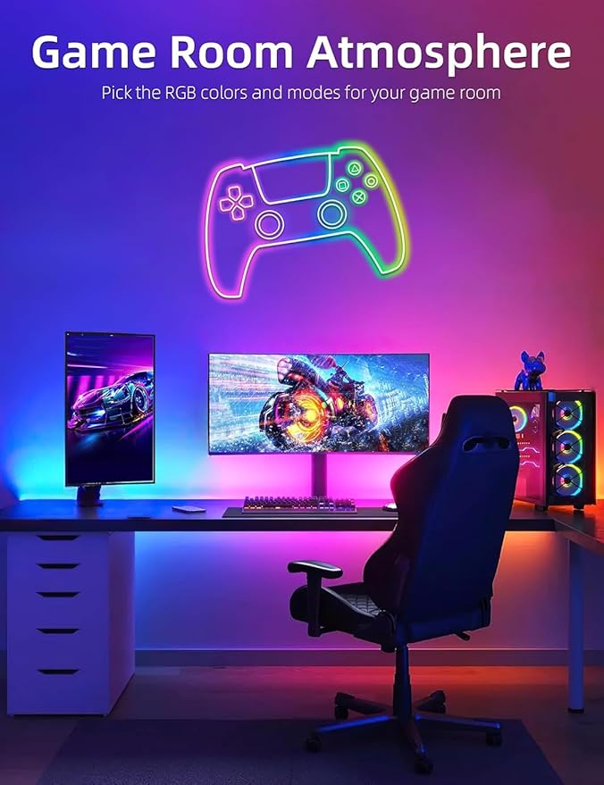 Lamomo 65.6Ft LED Strip Lights, RGB Neon Rope Light with App Remote Control, Music Sync Color Changing Waterproof Flexible Led Light Strip, Cuttable Gaming 24V Neon Lights for Bedroom Indoor