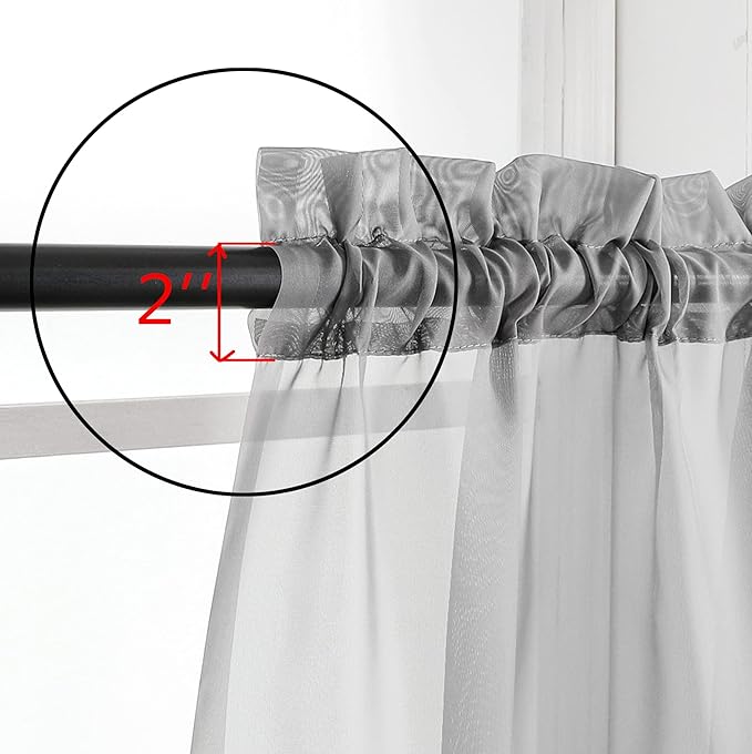 Aiyufeng Elegant Voile 120" Sheer Window Curtains - 2 x 40" W Panels, Bedroom/Living Room Charcoal Grey Color
