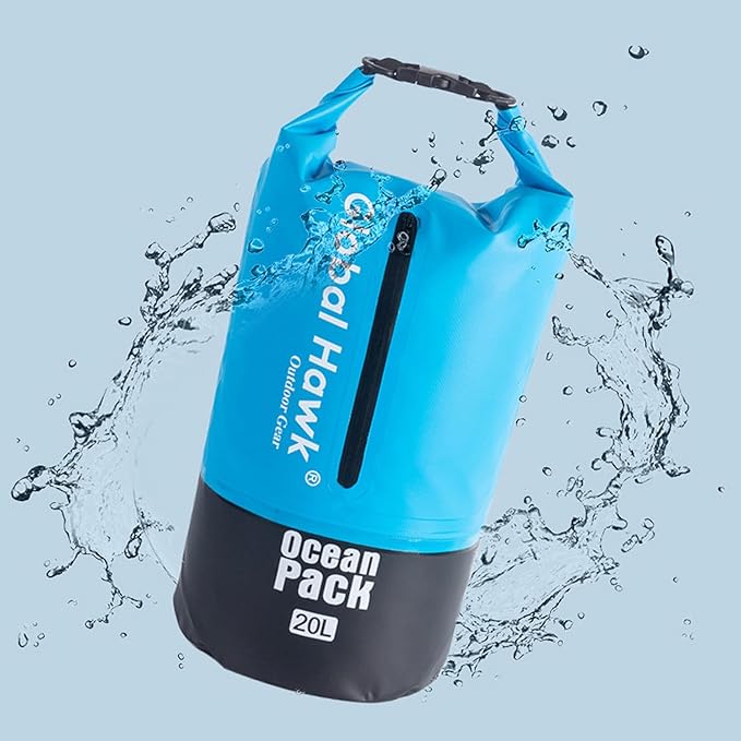 Waterproof Dry Bags: 10L, 20L Sizes - Ideal for Kayaking, Fishing, Rafting, and More! Adjustable Strap for Ultimate Convenience. Stay Dry While Adventuring (Blue, 10L)