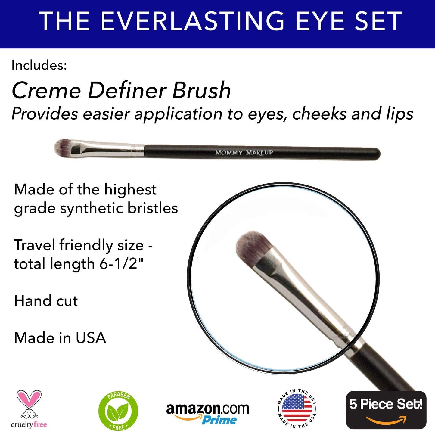The Everlasting Eye 5 Piece Waterproof Makeup Set. Gel Eyeliner, Creme Eyeshadow, 2 brushes and Mesh Bag. Paraben-free, Talc-free, Cruelty-free. Duchess/Black Orchid 1708