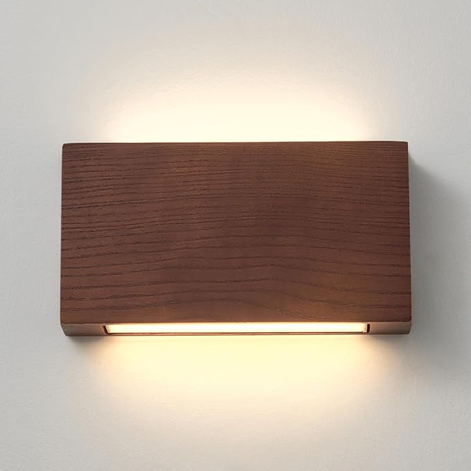 Solid Wood Wall Sconces, Slim Thin Hardwired Wall Lights, 3000K Warm White Modern Wooden Wall Sconce Lighting, Suitable for bedrooms,hallways,corridors,staircases
