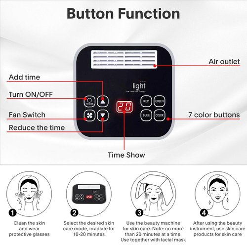 PAIM NRE Multi Color LED Face Mask, Portable Red Light Therapy Mask, Home and Travel Skin Care