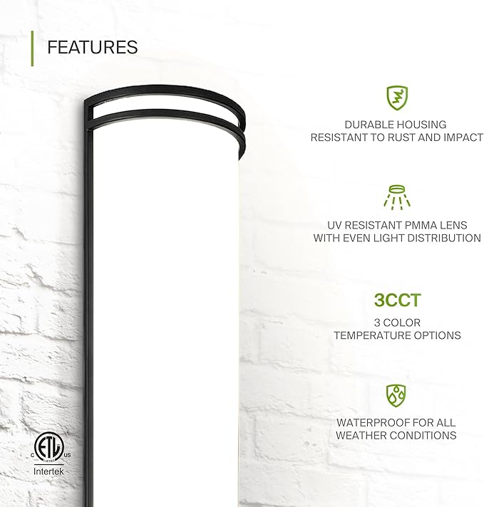 ASD 36 Inch LED Outdoor Sconce Lights - 30W 120-277V 3000K 4000K 5000K Black Exterior Lighting Fixtures, Dimmable Exterior Lights for House, Modern Patio Wall Light Fixture ETL