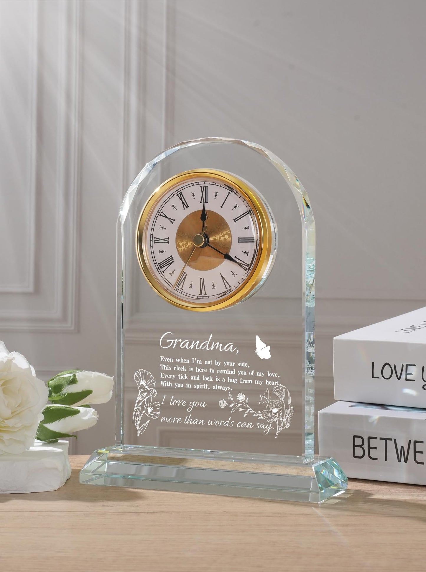 WinTaim Grandma Glass Clock Gift from Granddaughter or Grandson - Unique Grandmother Gift Ideas for Great Grandma Birthday, Christmas, Thanksgiving