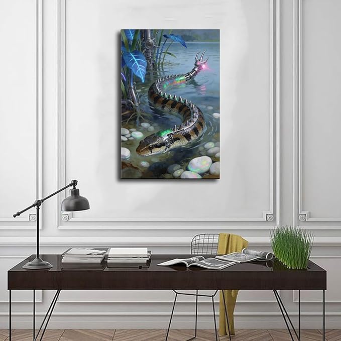 Framed Futuristic Nature Wall Art for Modern Living Room Creative Sci Fi Style Interior Decor 20x30inch(50x75cm)