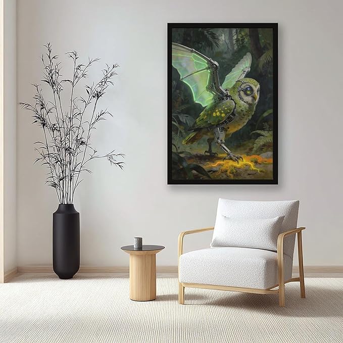 Framed Cyber Fantasy Wall Art for Living Room And Home Office Modern Sci Fi Nature Inspired Decor 16x24in