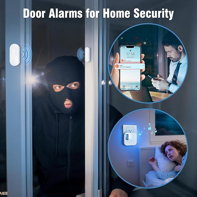 Door Chime,Sanjie WiFi Door Sensor Open Chime When Entering for Business/Home/Store/Office Alert Your Phone,Alarms for Kids Safety,500 FT Range,20 Ringtones ,2 Sensors 1 Receiver