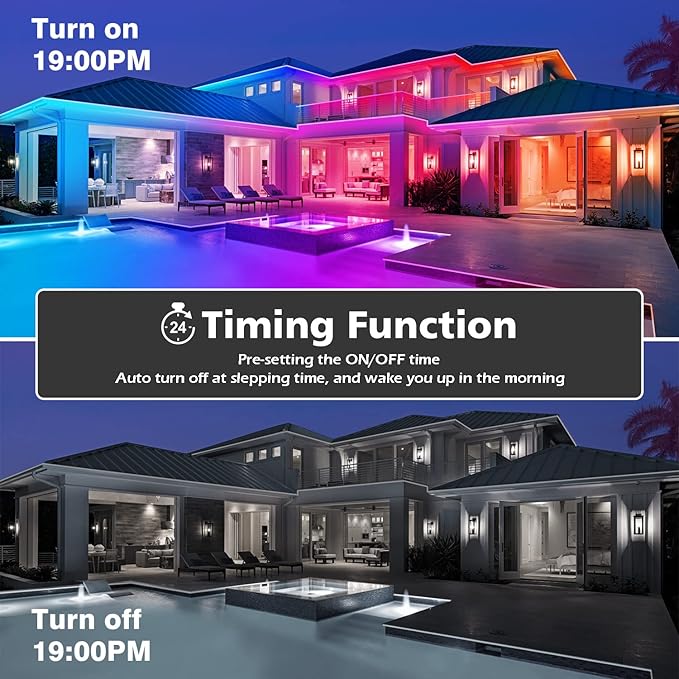 FBZ 200Ft Outdoor Waterproof LED Strip Lights,Music Sync RGB IP65 Led Lights with App Control and Remote,Color Changing Waterproof Led Rope Lights for Outdoor,Balcony,Roof,Garden,Stairs Party (200FT)