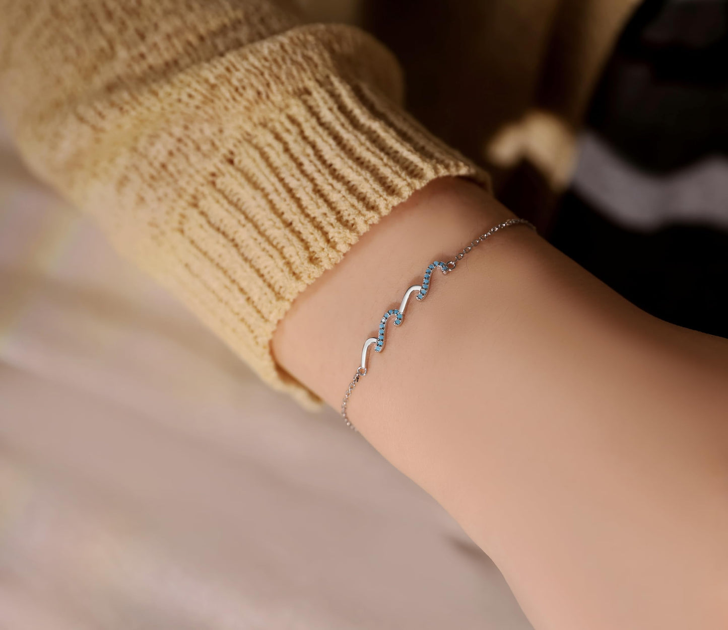 zocare Happy Birthday Gifts for Women,Unique Wave Bracelet, S925 Sterling Silver Bracelet,Meaningful Birthday Gift Idea for Friend Sister Mom Mother Cowoker Gifts for Women