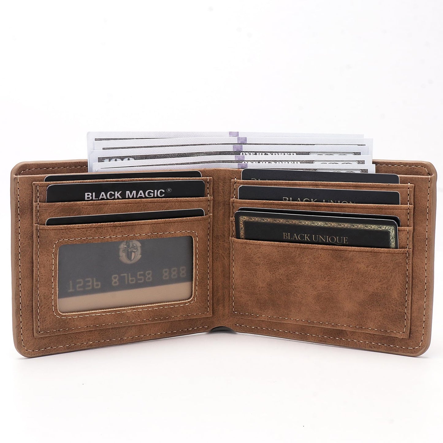 THTCSQ To My Son Gifts,Leather Wallet for Men,Engraved Personalized Leather Wallet,Birthday Christmas Gifts for Son from Mom Dad,Inspirational Gifts for Boy (Never Feel Son from Dad)