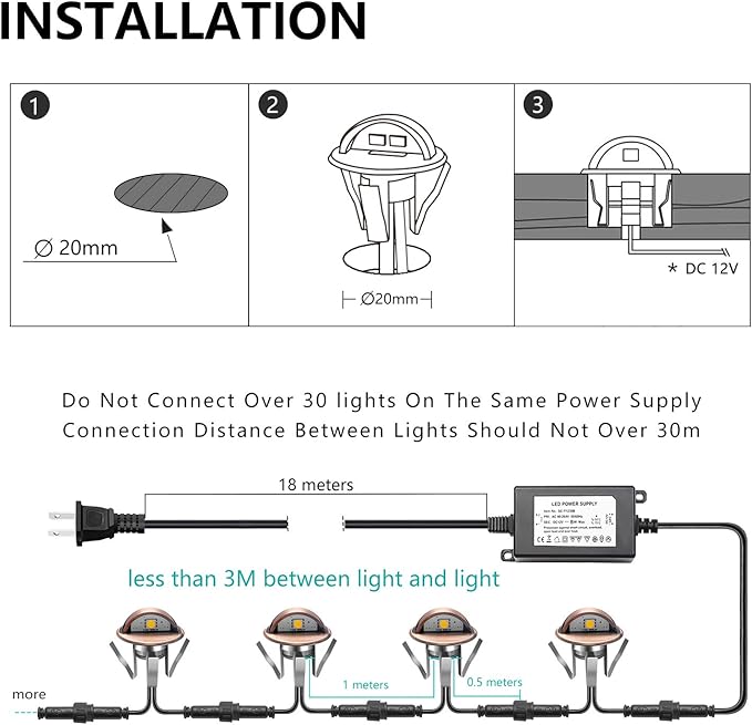 1PCS LED Deck Stair Lighting Kit, Low Voltage Patio Deck Lamp IP65 Φ1.38 Indoor Outdoor Wood RGB Multicolored Recessed Yard Garden Patio Step Landscape Pathway Decor Lights, Bronze(RGB)