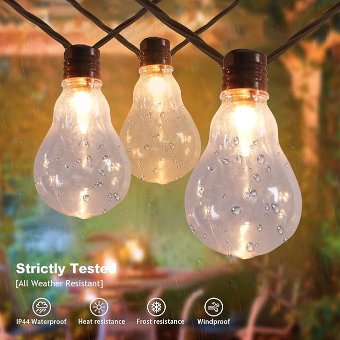 Afirst LED Outdoor String Lights Waterproof with 35 Edison Bulbs, 15ft Patio Lights for Garden, Backyard, Porch, Holiday (Brown)