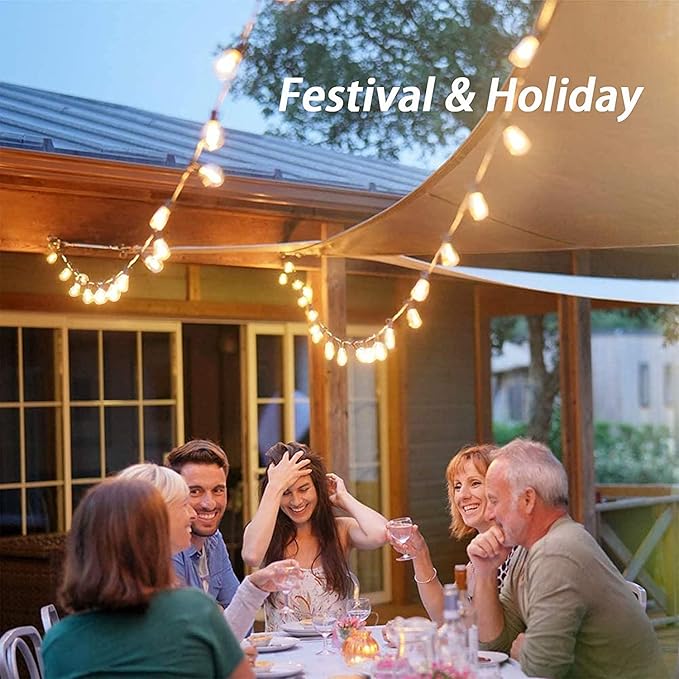 Afirst Outdoor String Lights 20FT with 22 LED Bulbs(2 Spare) Waterproof Connectable Patio Lights for Outside Backyard Porch Lighting