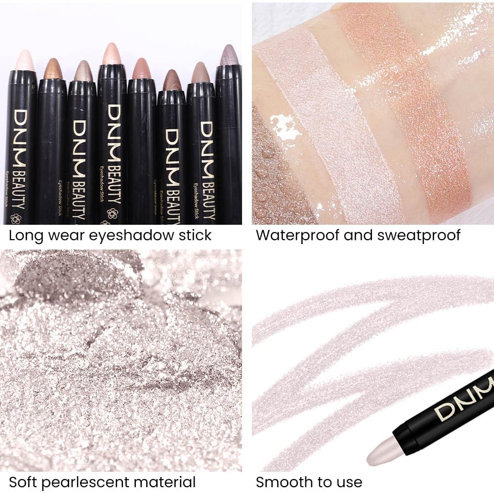 Kaely 2Pcs Cream Eyeshadow Sticks Set for Eyes Waterproof,Champagne Shimmer & Pearl Shimmer Matte Eye shadow Stick Pencil Pen Bulk sombras en crema para ojos 17+18