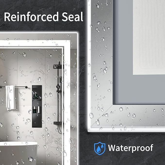60"x36" LED Bathroom Mirror with Anti-Fog, Stepless Dimmable Lights, 3 Color Modes, Shatter-Proof Tempered Glass,Waterproof Design