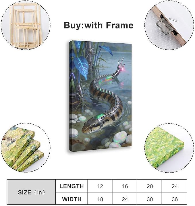 Framed Futuristic Nature Wall Art for Modern Living Room Creative Sci Fi Style Interior Decor 16x24inch(40x60cm)