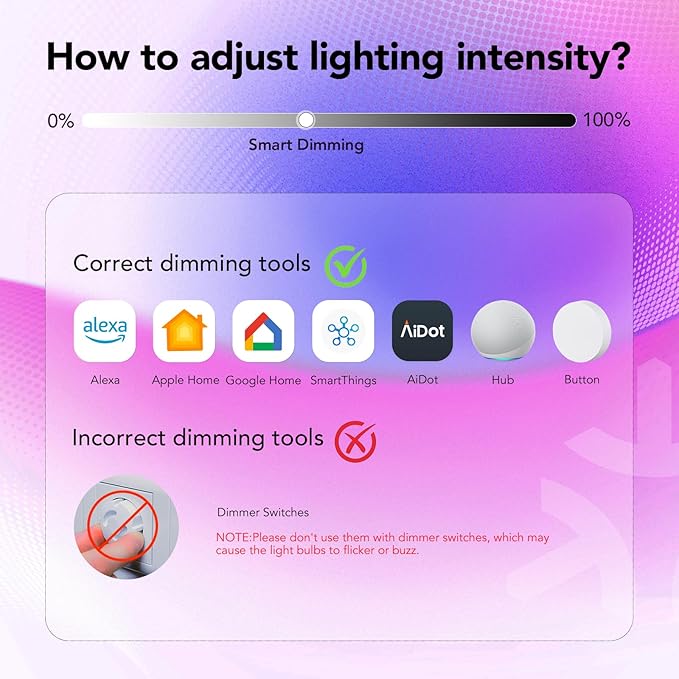 OREiN Matter Smart Light Bulb, Smart Light Bulbs Work with Apple Home, Alexa, Google Home, SmartThings, A19 Color Changing Light Bulbs 2.4Ghz WiFi, 800 Lumens Equivalent 60W 6Pack