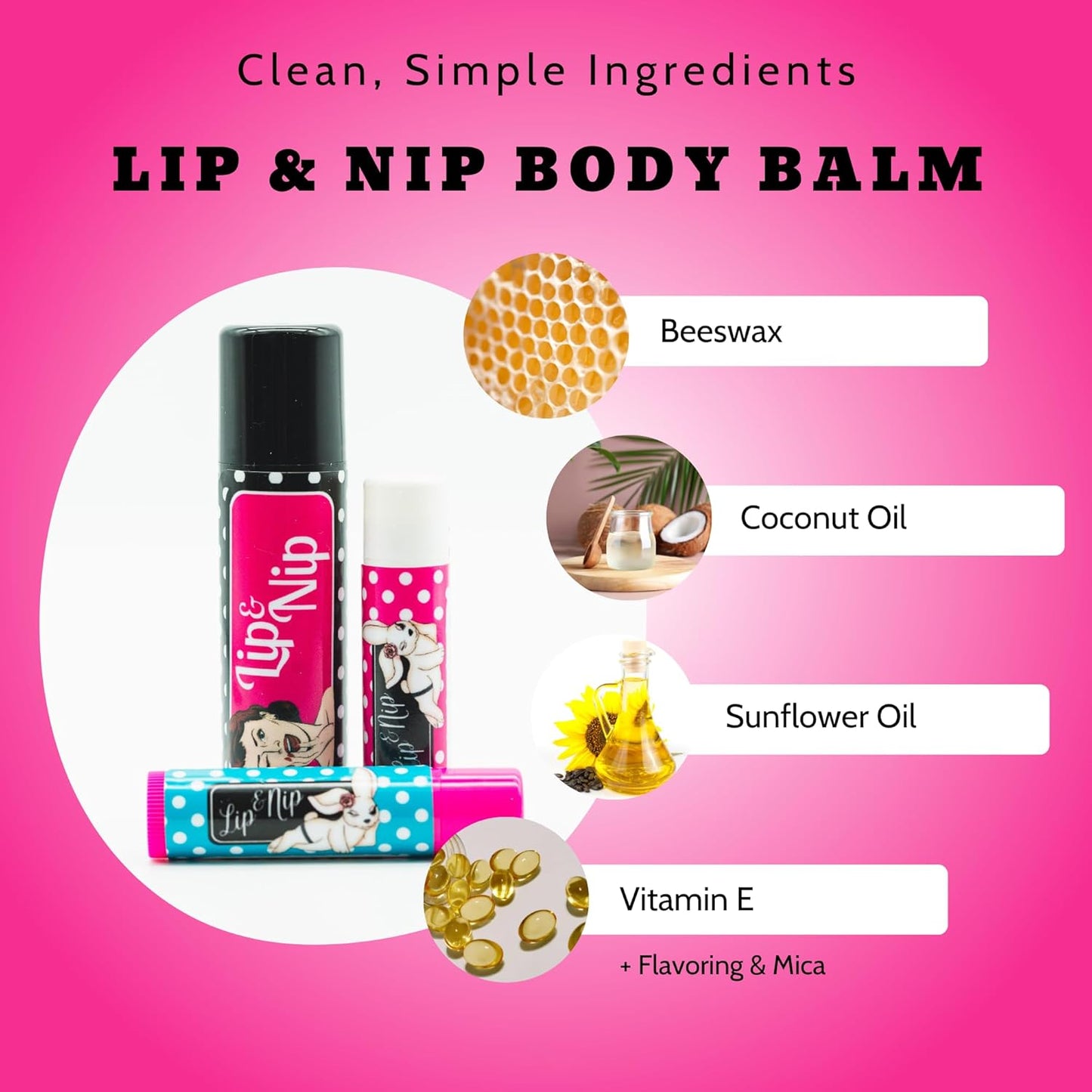Southern Peach “Caroline” Flavored Balms | Southern Peach Flavored Hydrating Lip Balm, Nipple Balm, and Full Body Balm | Lip Balm & Moisturizer and Intimacy Enhancer - Pack of 3