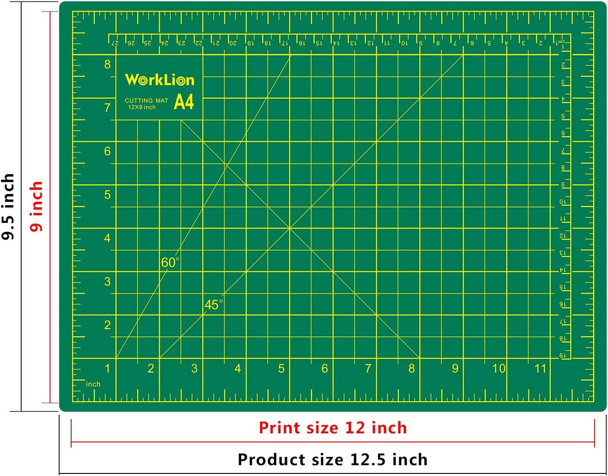 WORKLION Full 9" x 12" Art Self Healing PVC Cutting Mat, Double Sided, Gridded Rotary Cutting Board for Craft, Fabric, Quilting, Sewing, Scrapbooking Project (3 Pack)…
