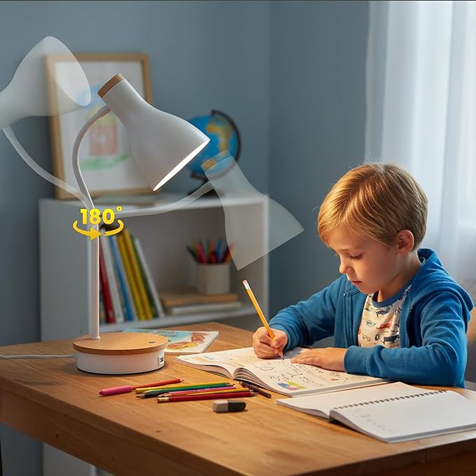 Desk Lamp for Home Office, 10W Wireless Charger Desk Light with USB C+AC Charging Ports,3 Ways Dimming Reading Light, Touch Table Lamp for College Dorm Room (White-Fast Charging (10W))