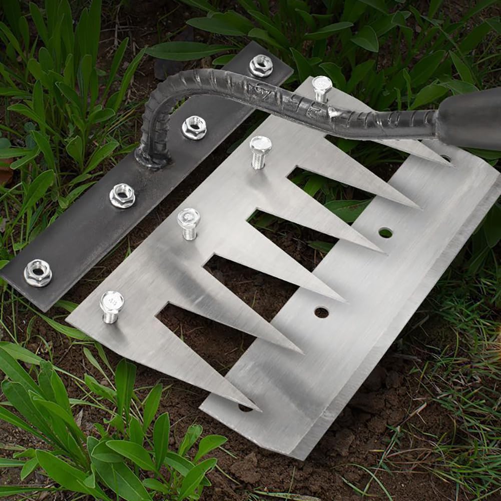 Gardening Hand Weeder Tool,Manual Weeder Tool with Detachable Blades, 4 Sizes High Carbon Steel Dual-Edge Design for Farm Garden Lawn Weed Removal, Soil Cultivation & Root Extraction (5 Tines)