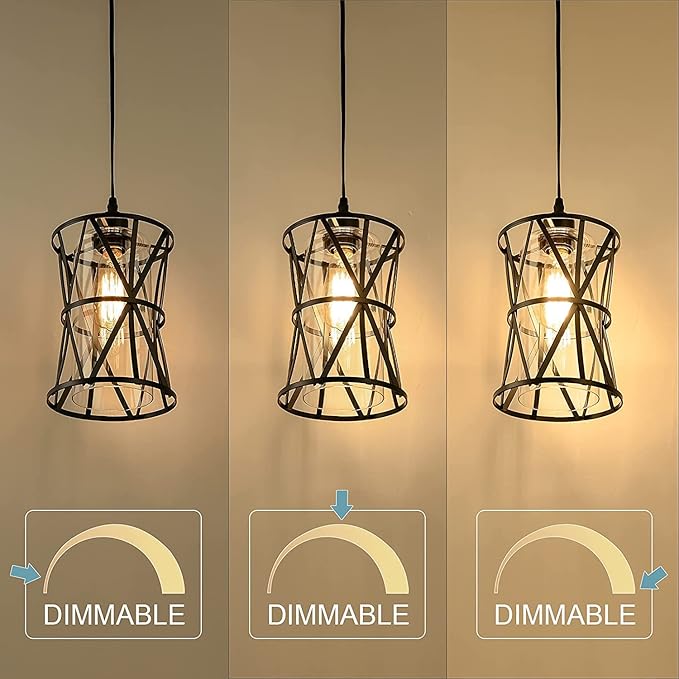 HMVPL Farmhouse Plug in Pendant Light, Outdoor Swag Lamp with Plug in Cord On/Off Dimmer, Plug in Hanging Light Fixture for Dining Room Bedroom Kitchen Island(1 Pack)