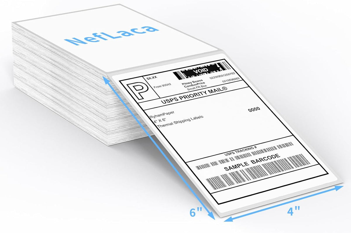 Direct Thermal Label-Shipping Label 4x6-NefLaca Thermal Printer Sticker 4"x6",Compatible with Rollo,Nelko,Zebra. MUNBYN Printer(Pack of 500 Labels)
