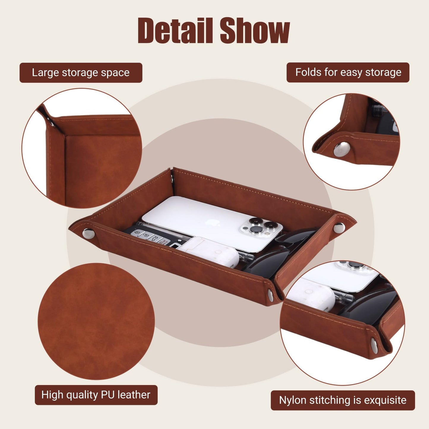 to My Husband Gifts,Leather Tray Engraved Personalized Tray,Birthday Gifts Anniversary Valentine's Day Gifts,Valet Tray Desktop Storage Organizer (Always Will)