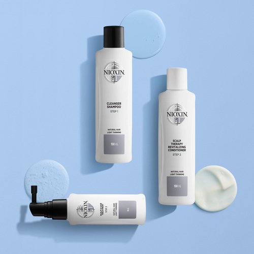 Nioxin System 1 Kit 1 for Natural Hair with Normal to Light Thinning Hair, 3 Piece Set