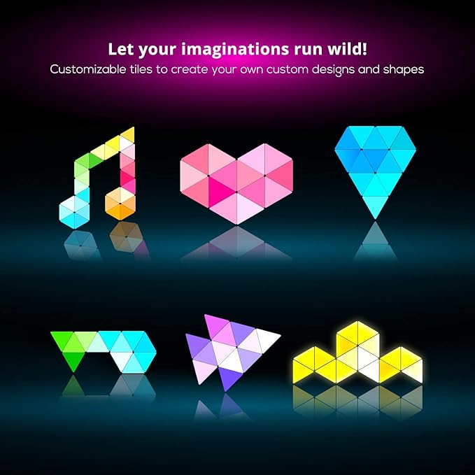 Koozam Smart Wall LED Light Panels | Create Customized Art Wall Decor & Watch As The Sound Activated Tiles Change Color with Music | WiFi Lighting Lamp Kit Compatible with Alexa Google Home