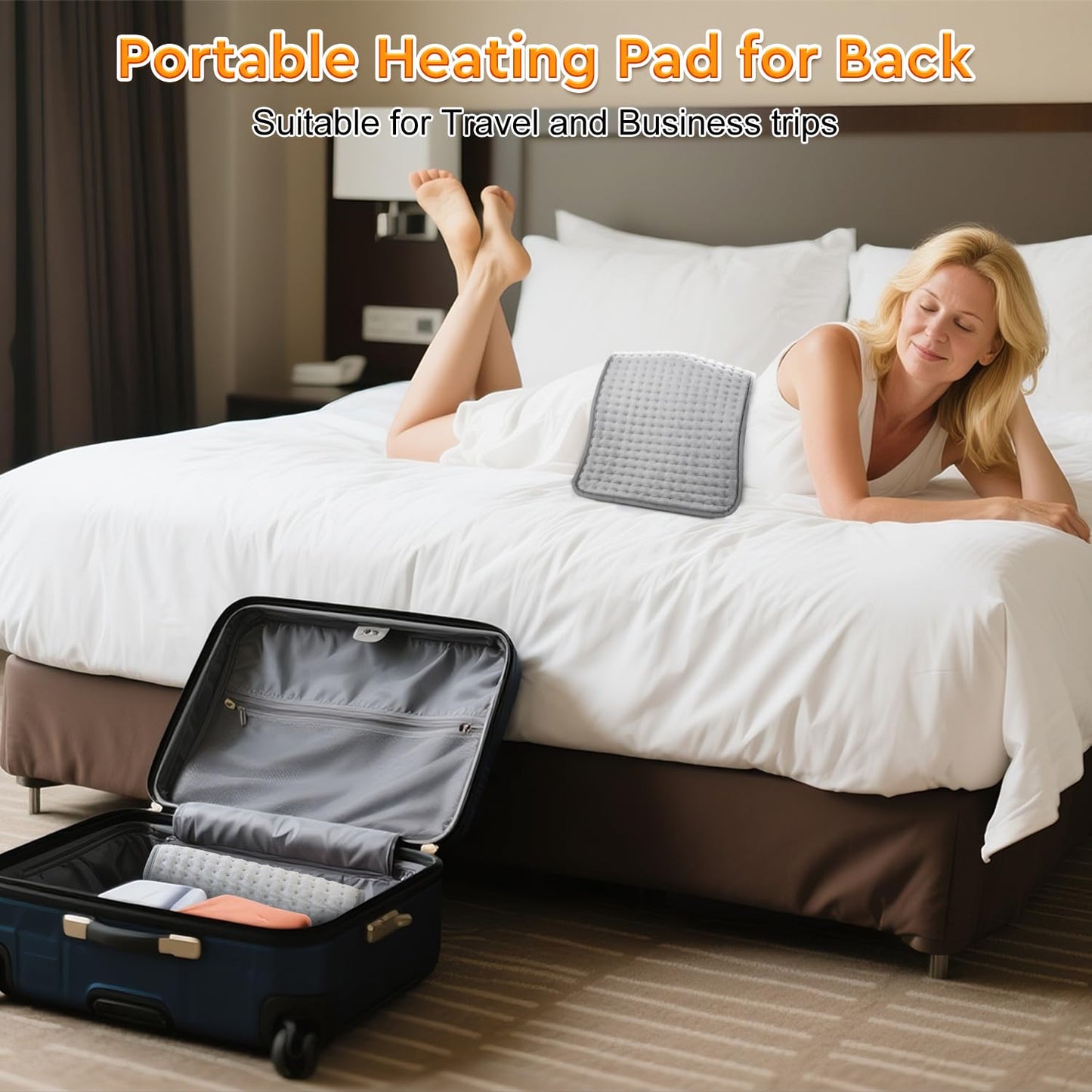LANVA Heating Pad for Back Pain & Period Cramps Relief - Birthday Gifts for Women Men Mom Dad, Portable Electric Neck and Shoulder Heating Pads Large, 10 Heat Settings, ETL Certified, 12"x24"