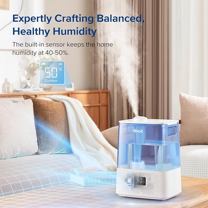 Levoit Air Purifier 1980 Ft2 Room With Air Quality Monitor and Humidifier 6L Tank App Control Essential Oil Diffuser