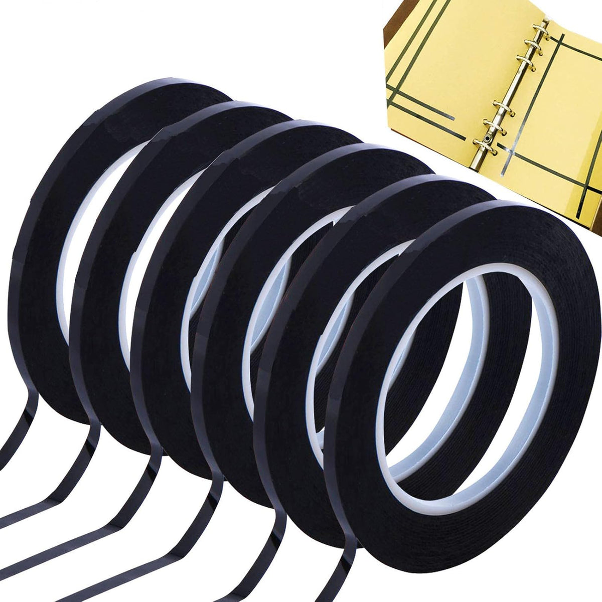 GoProver Set of 6 pcs 3mm 1/8 inch Lightning Width Graphic, 108 Feet Feet Long per Roll