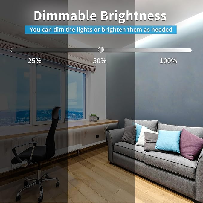 COB LED Strip Lights 100ft,6000K DC 24V Dimmable White Flexible LED Rope Lights for Bedroom,with Remote and app Control LED Lights Strip for Living Room, Shelf, Cabinet