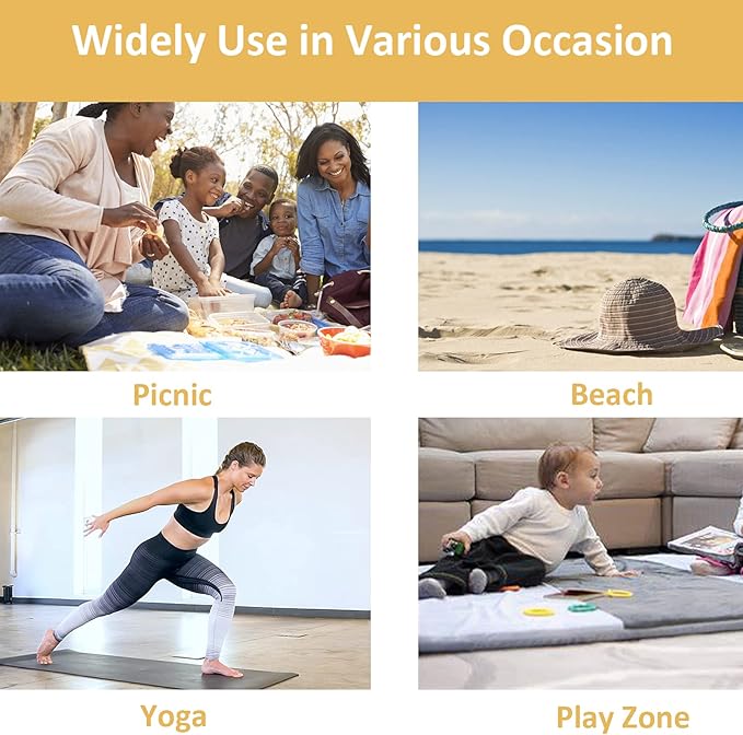 QWXNRG Outdoor Picnic Blanket, Foldable Waterproof Sand Mat, Extra Large Picnic Blanket 60" x 80" for Beach Camping Hiking Travel Outdoor Family Concerts - Navy Blue Striped