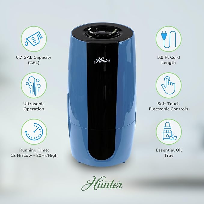 Hunter Fan Company Aspire Cool Mist 0.7 Gal Ultrasonic Humidifier-Denim