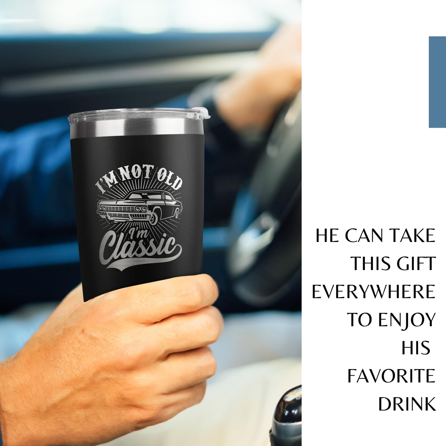 TEEBIM Gifts for Men - Birthday Gifts for Men - Birthday Gift for Grandpa, Him, Dad, Husband, Uncle - Fathers Day Gift - 40th, 50th, 60th, 70th Mens Present Ideas - 20 Oz Stainless Steel Tumbler
