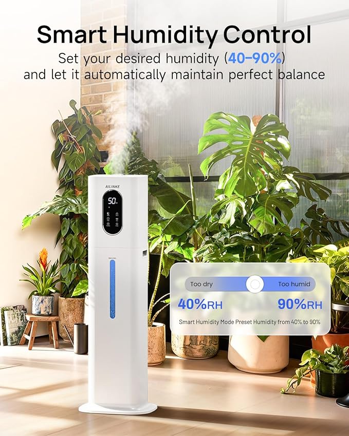 2.1Gal/8L Warm & Cool Mist Humidifiers for Bedroom 500 sq ft, AILINKE Top-Fill Humidifier Large Room with Essential Oil Diffuser, Large Room Humidifiers for Home Baby Nursery Office Plants, White