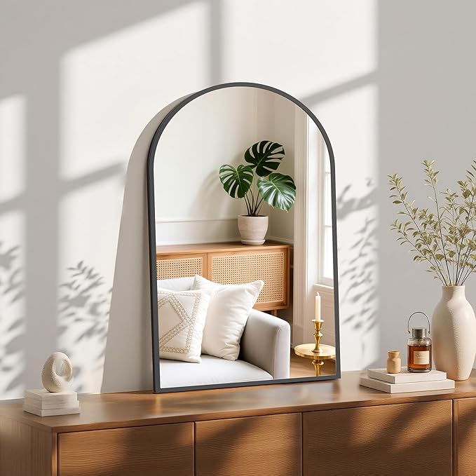 Sweetcrispy 20"x31" Arched Black Bathroom Mirrors for Wall, Bathroom Mirrors for Over Sink, Wall Decor for Bathroom, Entryway, Bedroom, Vanity