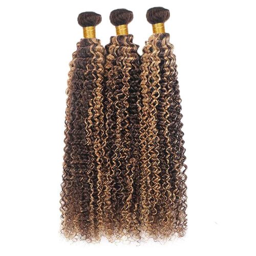 P427 Highlight Blonde Human Hair Bundles Curly Wave Bundles Human Hair Blonde 20 22 24 inch Highlight Bundle Human Hair Double Weft 300G Total for Black Women Soft Hair Extensions