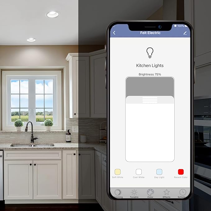 Feit Electric Smart BR30 Wifi Bulb, 5000K Daylight, 2.4GHz WIFI, No Hub Needed, Works with Alexa and Google Home Assistant, App Control, Dimmable, 65W Equivalent, Flood Light Smart Bulb, BR30/950CA/AG