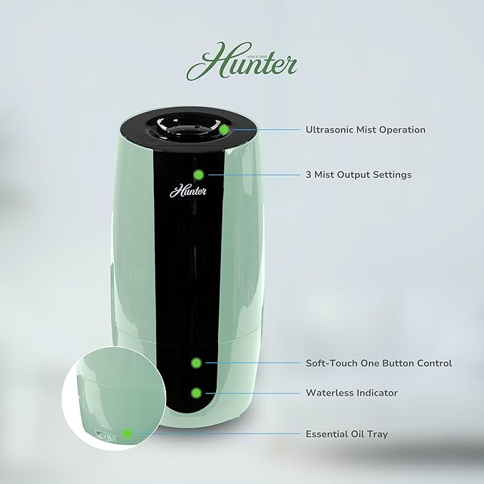 Hunter Fan Company Aspire Cool Mist 0.7 Gal Ultrasonic Humidifier-Sage