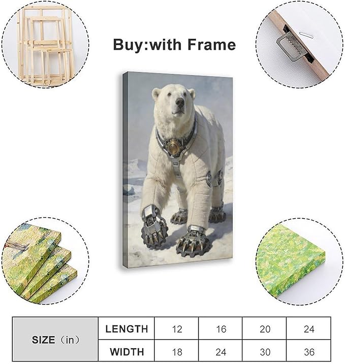 Framed Futuristic Fantasy Wall Art for Living Room TV Wall Modern Tech Style Home Decor 16x24inch(40x60cm)