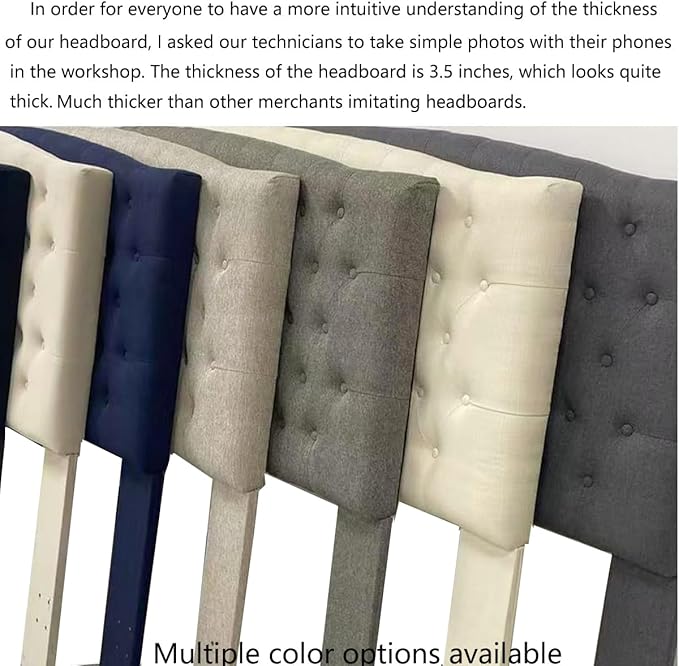 24KF Upholstered Tufted Button Linen Fabric Headboard,Comfortable Fashional Headboard King/CA King Size,Navy Blue