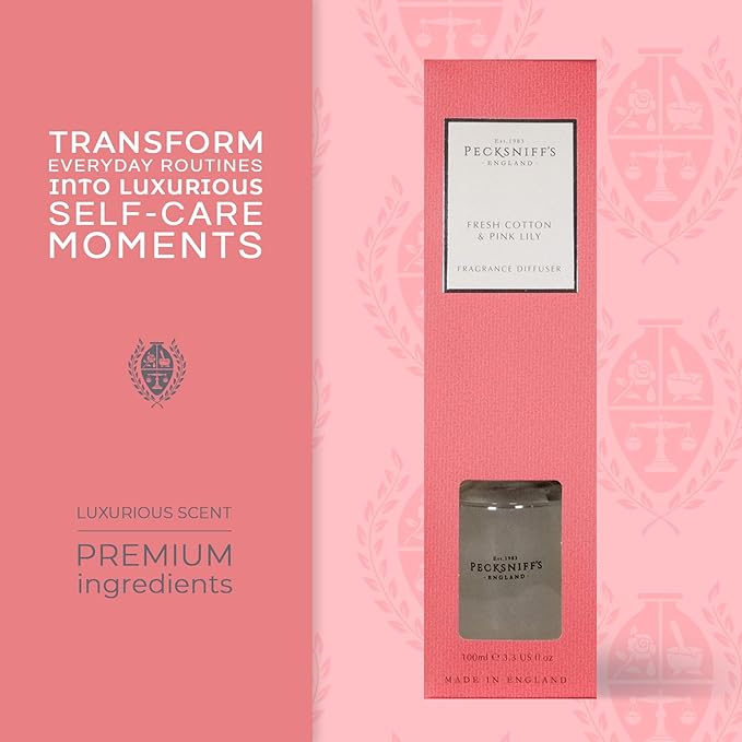 Pecksniff's Fresh Cotton & Pink Lily Diffuser | 100ml/3.38 Fl Oz