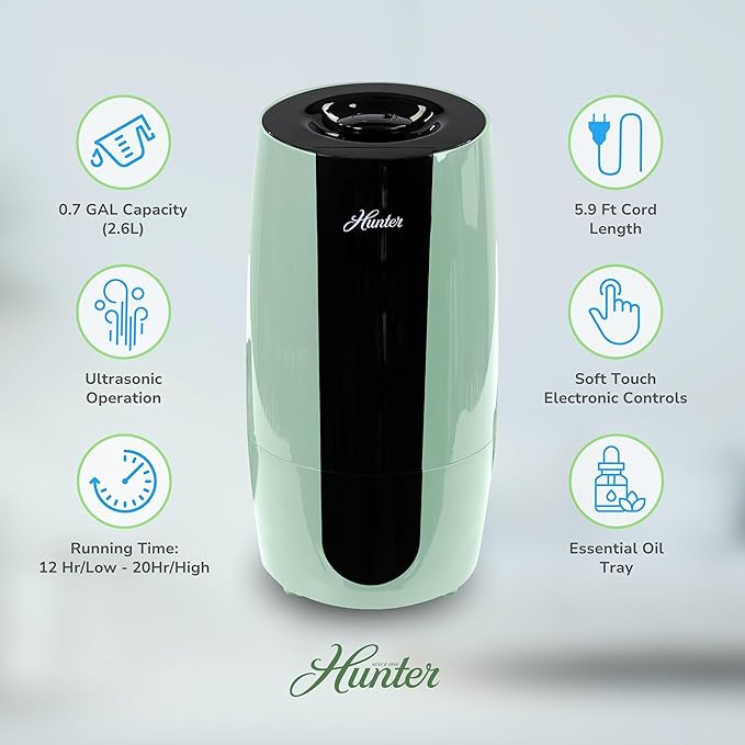 Hunter Fan Company Aspire Cool Mist 0.7 Gal Ultrasonic Humidifier-Sage