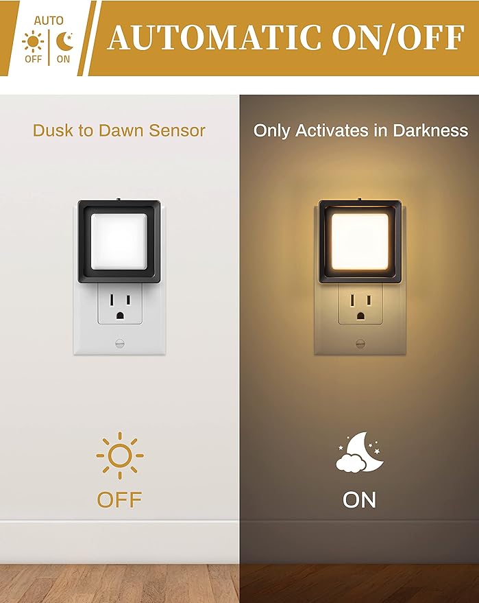 LED Night Light, DORESshop Night Lights Plug Into Wall [4 Pack] with Dusk-to-Dawn Sensor, Dimmable Nightlights, Adjustable Brightness for Bathroom, Hallway, Bedroom,Kids Room,Stairway,Soft White 3000K