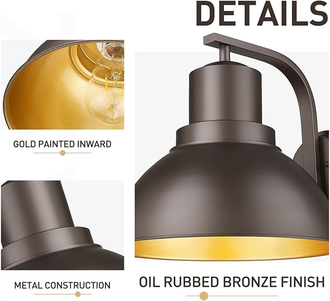 zeyu Large Barn Sconce Wall Lighting, 16'' Bronze Wall Sconce Lamp, Metal Dome Shade in Oil Rubbed Bronze Finish, ZY24-1W-L ORB